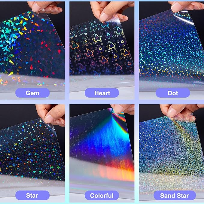 Clabby 36 Sheets Holographic Sticker Paper A4 Vinyl Sticker Paper Self Adhesive - Image 3