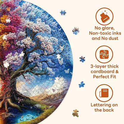 masseruon Round Puzzles for Adults 1000 Pieces-Tree of Life Puzzle-26.6x26.6in - Image 5