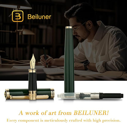 BEILUNER Racing Green Fountain Pen, Stunning Luxury Pens - Image 6
