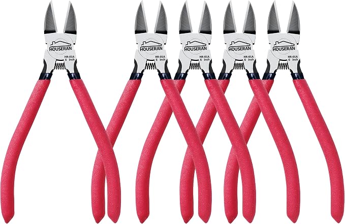 Wire Cutters, 5 PACK, HOUSERAN Side Cutters Flush Cut Pliers, Diagonal Cutting by HOUSERAN