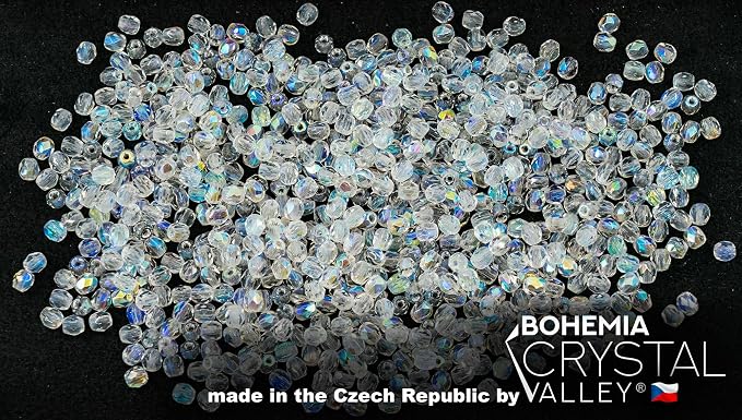 0.88oz Faceted Fire Polished Pressed Czech Glass Beads 3mm, Crystal AB - Image 2