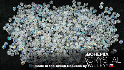 0.88oz Faceted Fire Polished Pressed Czech Glass Beads 3mm, Crystal AB - Image 2