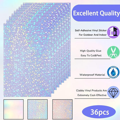 36 Sheets A4 Holographic Paper Sticker Transparent Waterproof Self Adhesive - Image 3