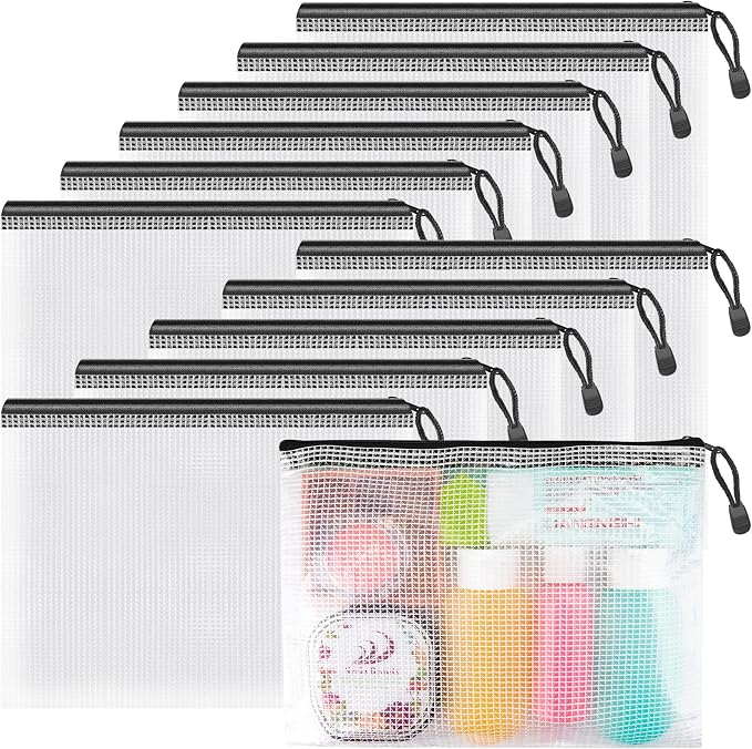 Umriox Small Zipper Pouch, 9.5x7.1 in, Mesh Bags by UMRIOX