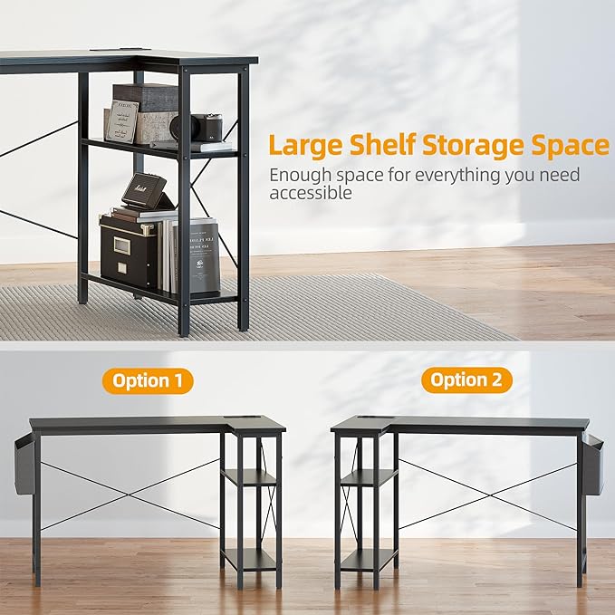 TIQLAB Small L Shaped Computer Gaming Corner Desk - Image 4