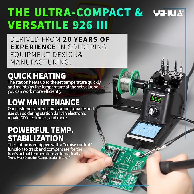 YIHUA 926 III 60W Digital Display Soldering Iron Station Kit w 2 Helping Hands - Image 2