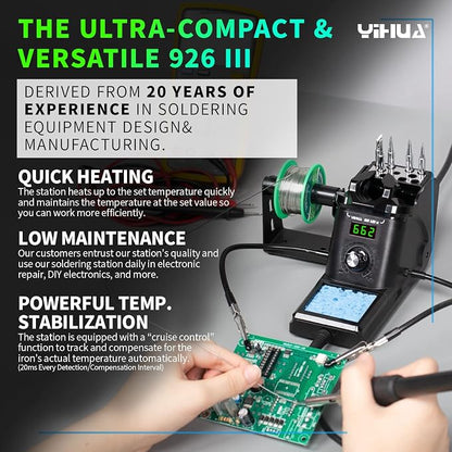 YIHUA 926 III 60W Digital Display Soldering Iron Station Kit w 2 Helping Hands - Image 2