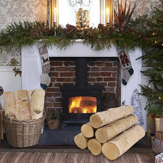 6 Pack Birch Logs for Fake Fireplace Decorative White Birch Branches Logs - Image 6