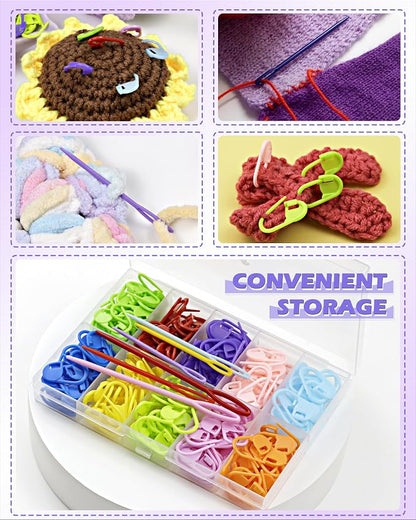 FIVEIZERO 200 Pcs Stitch Markers 10 Color Knitting Markers Crochet Hook and - Image 6