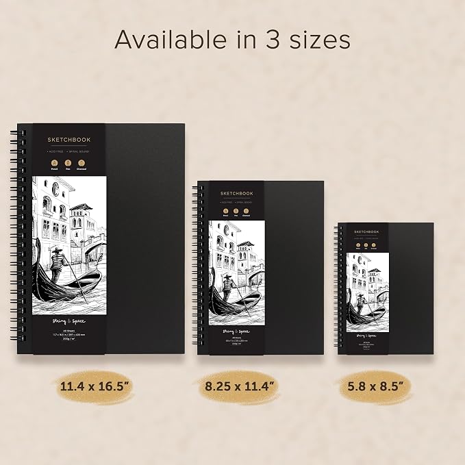Artist’s Sketchbook Hardcover – 200GSM Very Thick Paper – Spiral Sketch Book - Image 9
