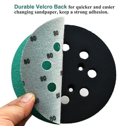 5-Inch 8-Hole Wet Dry Sanding Discs 80 Grit, Polyester Film Backed Heavy-Duty - Image 5