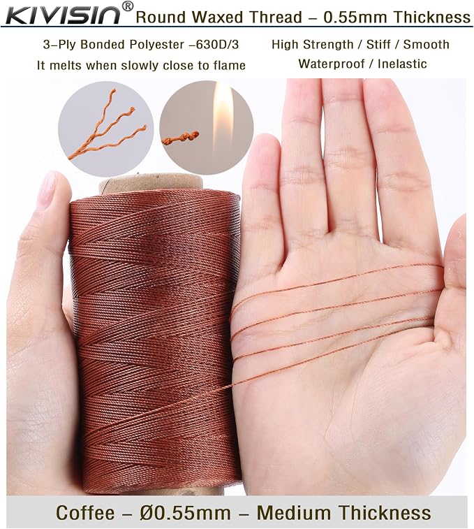 Sturdy Bonded Waxed Polyester Thread, 437 Yards Wax String Cord - Image 3