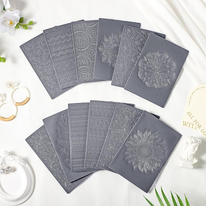12 Pcs Polymer Clay Texture Sheets Mat Works - Image 3