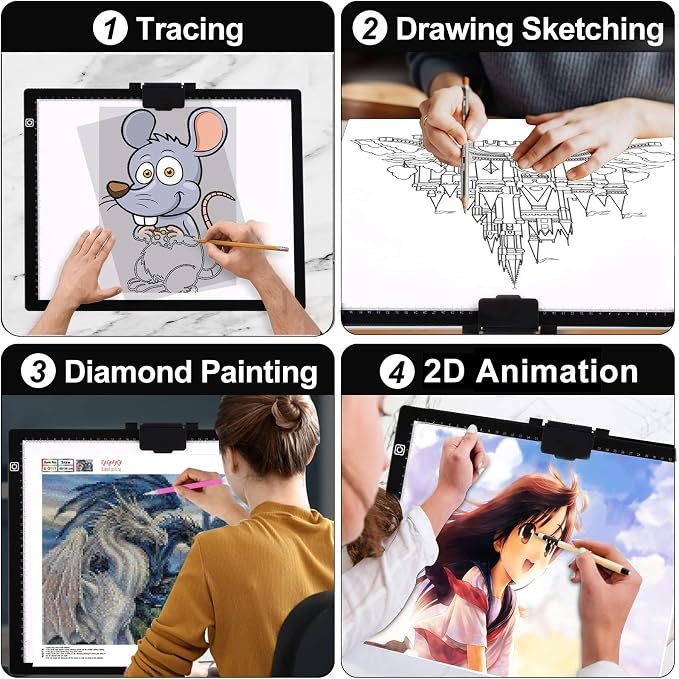 Diamond Painting Light Pad A3, LED Light Box Tracer w/Magnetic Clip & Pen Holder - Image 7