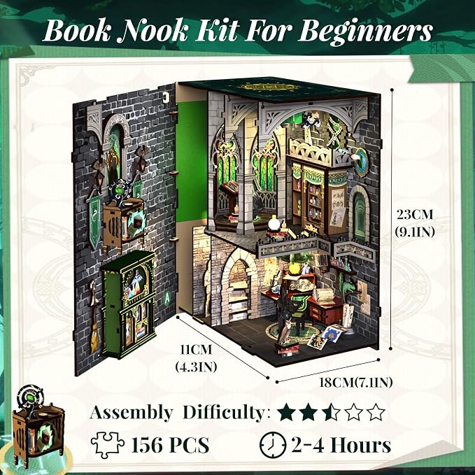 Fsolis Book Nook Kits for Adults, DIY Miniature House Kit 3D Wooden Puzzle - Image 6