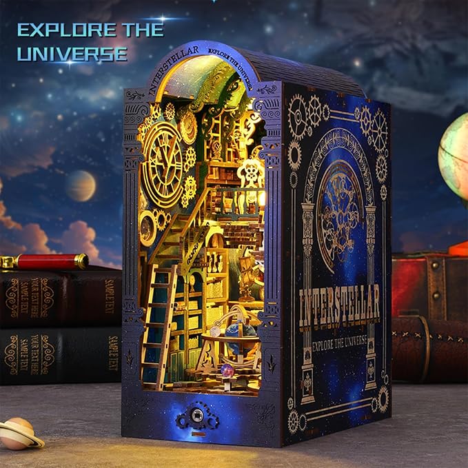 ISSEVE Book Nook Kit, 3D Wooden Puzzle DIY Miniature House Kit - Image 4