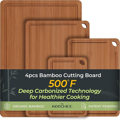 Wood Cutting Board, Carbonized Bamboo Cutting Boards Set by Keechee