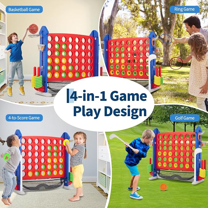 Giant 4 in a Row Game, Adjustable Height Board Jumbo 4-in-a-Row Game - Image 4