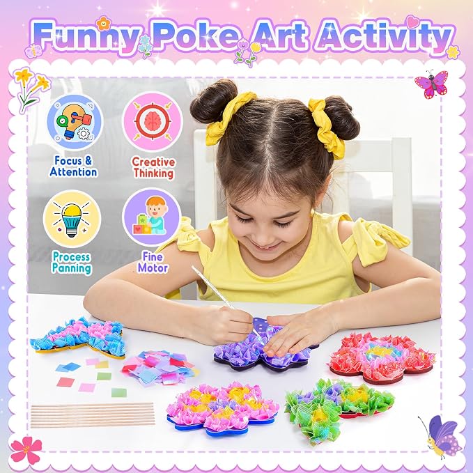 Arts and Crafts for Girls Ages 4-12, Poke Art Flower Bouquet - Image 2