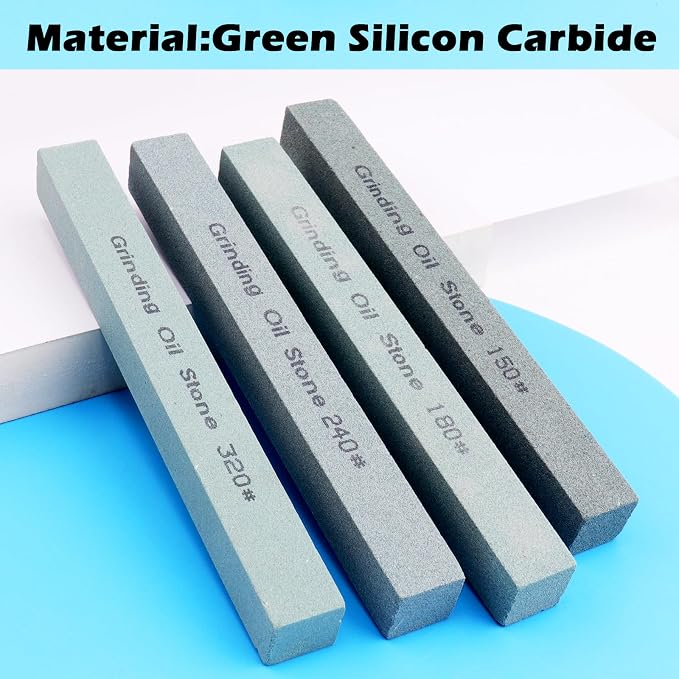 4Pcs Square Sharpening Stone Set -Grits 150#, 320# Green Silicon Carbide Honing - Image 3