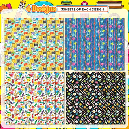Pineraap 12 Sheets Art Wrapping Paper, Painting Palette Brushes Paint Design - Image 3