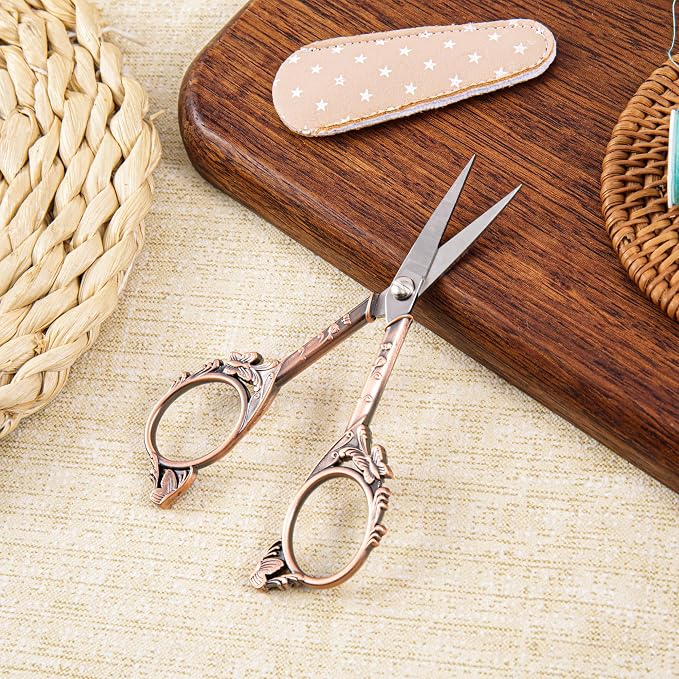 Small Craft Scissors with Cover, Comfortable Handles With Beautiful Butterfly - Image 4