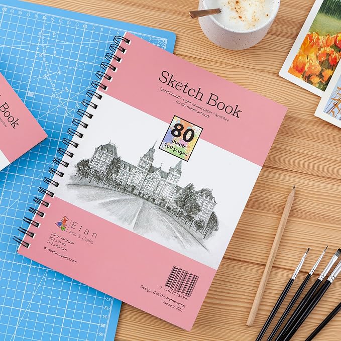 Elan A4 Sketchbook, 80 Sheets Italian Paper 80 lb/120 GSM, Acid-Free Sketch - Image 8