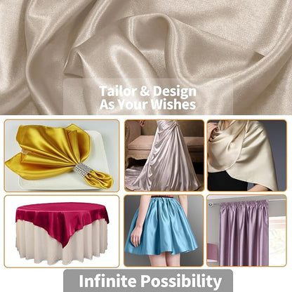 RUDONG M Beige Satin Fabric by The Yard, 5 Yard x 60 Inch Wide Silky Charmeuse - Image 4