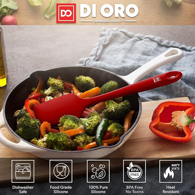 DI ORO - Large Silicone Spatula - 600ºF Heat-Resistant Spatula - Seamless - Image 3
