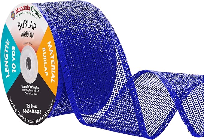Mandala Crafts Royal Blue Burlap Ribbon 2.5 Inches Wide Jute Ribbons by MandalaCrafts
