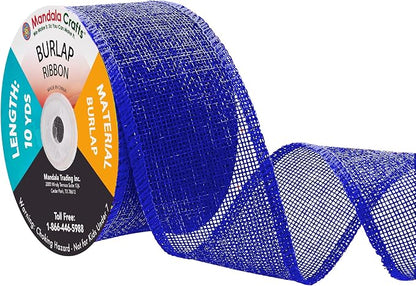 Mandala Crafts Royal Blue Burlap Ribbon 2.5 Inches Wide Jute Ribbons by MandalaCrafts