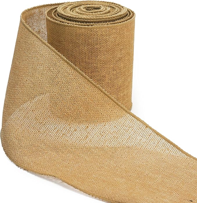 CT CRAFT LLC Burlap Fabric Wired Ribbon 6" x 10 Yards Natural Color by CTCRAFTLLC