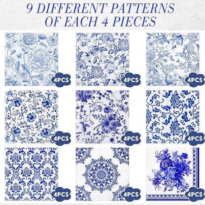 Crtiin 36 Pack 9 Styles Decoupage Napkins Assorted Floral Decorative Decoupage - Image 6