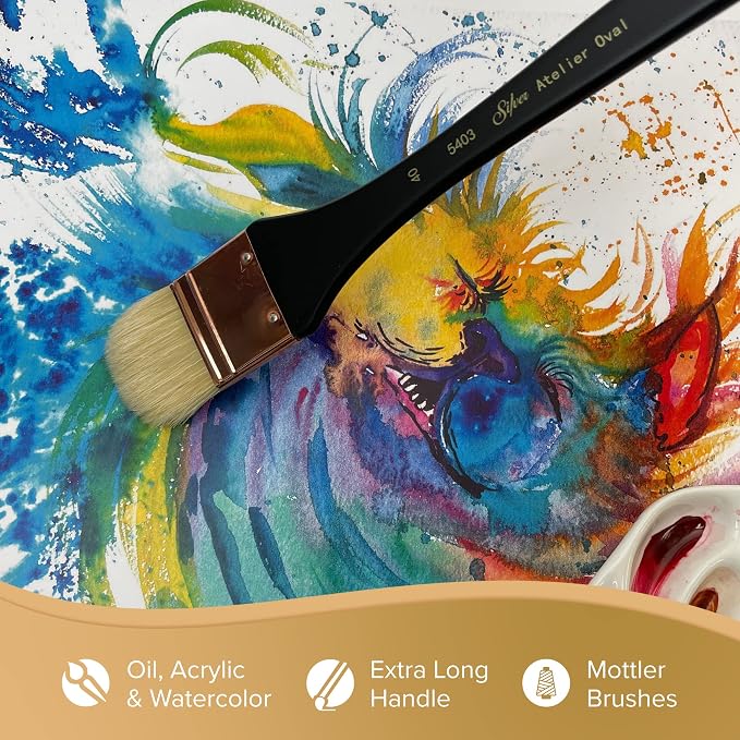 Silver Brush Limited 5403-30 Silver Atelier Oval Hog Bristle Mottler Brush - Image 3