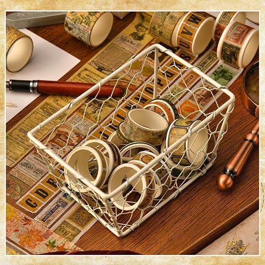 36 Rolls Vintage Washi Tape Pack Retro Arts Adhesive Tapes Wide Chronicle - Image 8