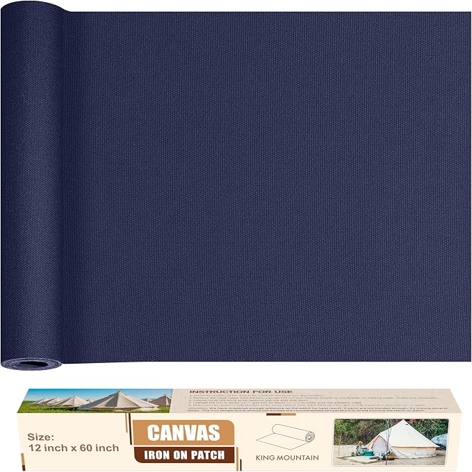 KING MOUNTAIN Canvas Iron on Patch, Waterproof 100% Cotton Fabric Repair Patch by ForABetterHomeLife