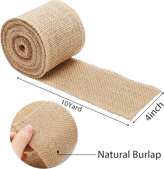 LaRibbons 4 Inch Natural Burlap Fabric Roll 10 Yards Jute Ribbon - Image 5