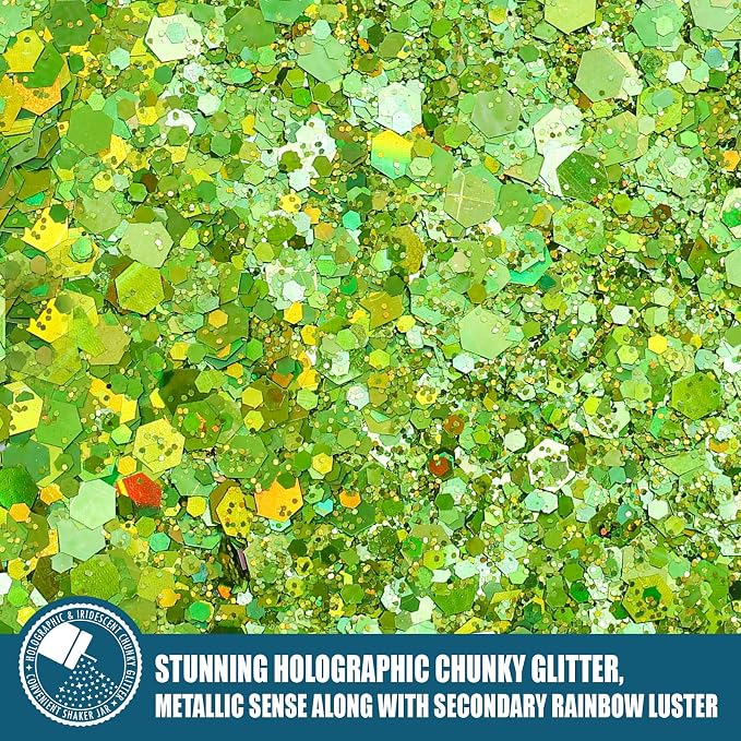 Holographic Chunky Glitter, 5.64oz/160g Extra Fine Glitter Powder Mixed Chunky - Image 2