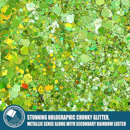 Holographic Chunky Glitter, 5.64oz/160g Extra Fine Glitter Powder Mixed Chunky - Image 2
