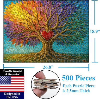 Think2Master Colorful Vibrant Stained Glass Style Artwork Tree of Life 500 - Image 6