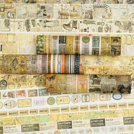 36 Rolls Vintage Washi Tape Pack Retro Arts Adhesive Tapes Wide Chronicle - Image 2