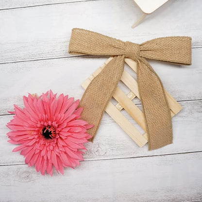 CT CRAFT LLC Burlap Fabric Wired Ribbon 1.5" x 20 Yards Natural Color - Image 2