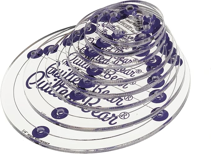The Quilted Bear Circle Quilting Templates – 8 Clear Non-Slip Acrylic Quilt by TheQuiltedBearsProducts
