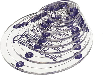 The Quilted Bear Circle Quilting Templates – 8 Clear Non-Slip Acrylic Quilt by TheQuiltedBearsProducts
