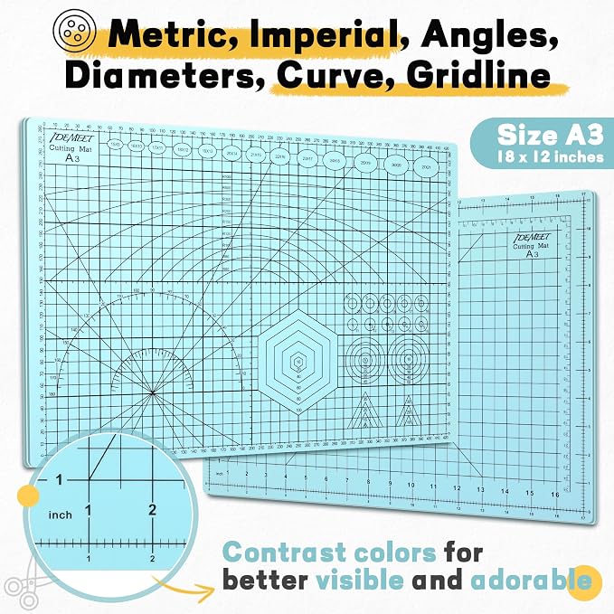 Premium Idemeet Self Healing Cutting Mat 18'' x 12'', A3 Non-slip Sewing Mat - Image 2
