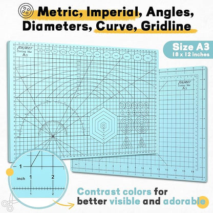 Premium Idemeet Self Healing Cutting Mat 18'' x 12'', A3 Non-slip Sewing Mat - Image 2