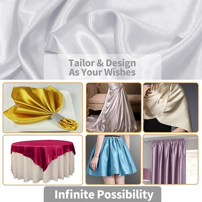 RUDONG M White Satin Fabric by The Yard, 5 Yard x 60 Inch Wide Silky Charmeuse - Image 4