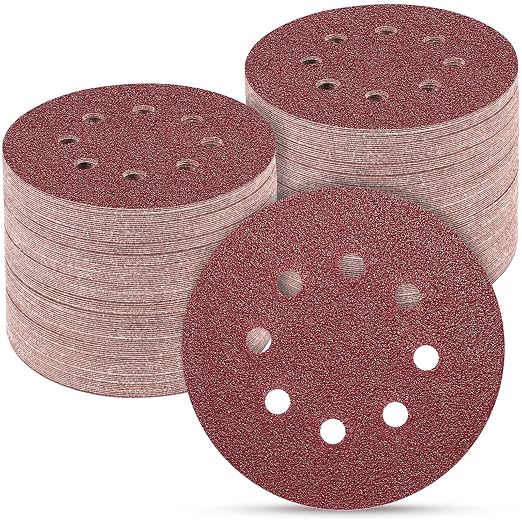 100 PCS 5 Inch Sanding Discs 60 Grit, Round Hook and Loop Sandpaper by POTUINOM