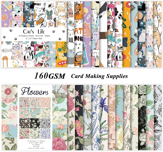 48 Sheets 24 Designs Scrapbook Paper Pad, Scrapbooking DIY Decorative - Image 2