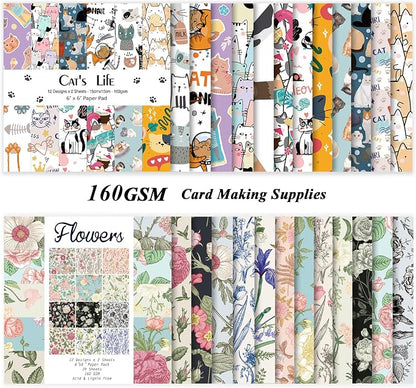 48 Sheets 24 Designs Scrapbook Paper Pad, Scrapbooking DIY Decorative - Image 2